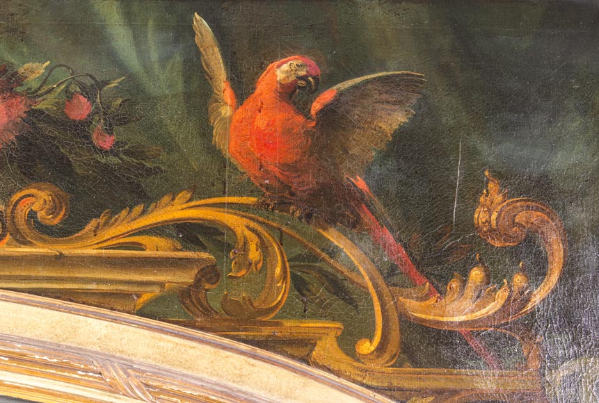 An antique console and its mirror, in Louis XV style, with parrots An antique console and its mirror, in Louis XV style, with parrots-3