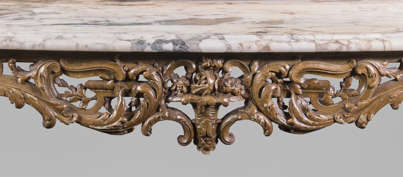 An antique console and its mirror, in Louis XV style, with parrots An antique console and its mirror, in Louis XV style, with parrots-8