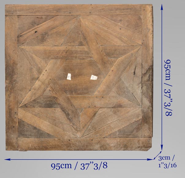 Lot of antique walnut parquet flooring, Star of David decor, 18th century Lot of antique walnut parquet flooring, Star of David decor, 18th century-8