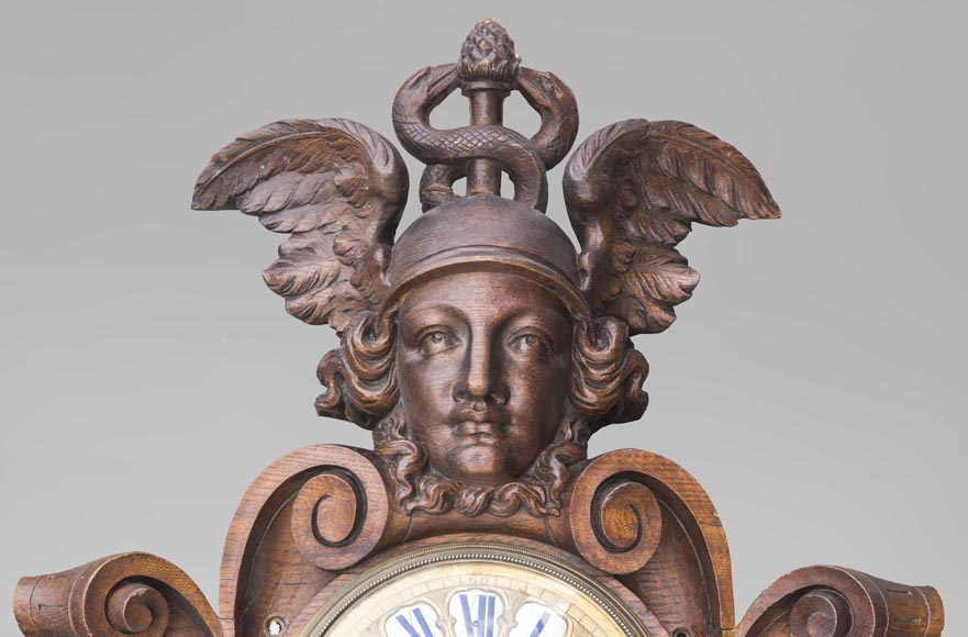 Large 19th century bracket clock featuring Hermes and his caduceus Large 19th century bracket clock featuring Hermes and his caduceus-1
