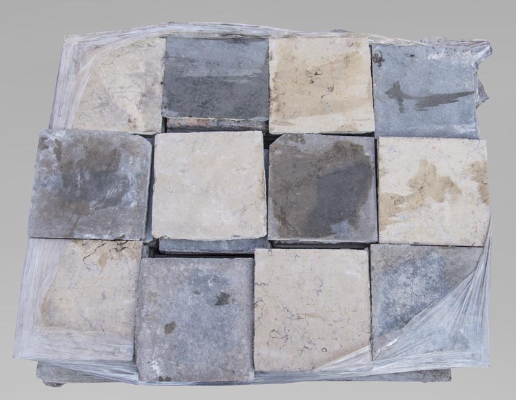 Stone and marble floor composed of two-tone 18th century slabs Stone and marble floor composed of two-tone 18th century slabs-0