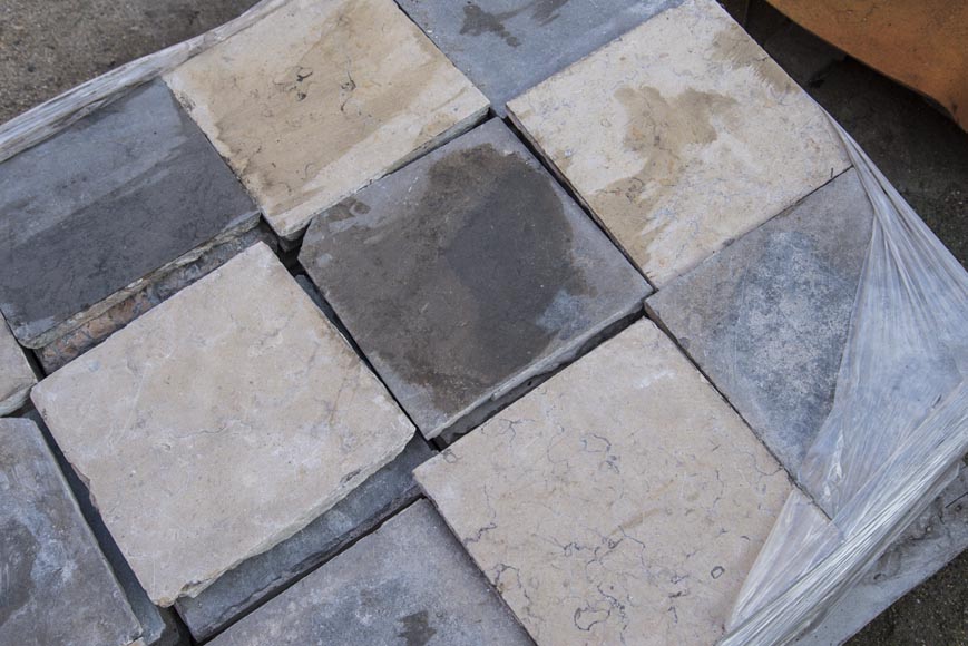 Stone and marble floor composed of two-tone 18th century slabs Stone and marble floor composed of two-tone 18th century slabs-1