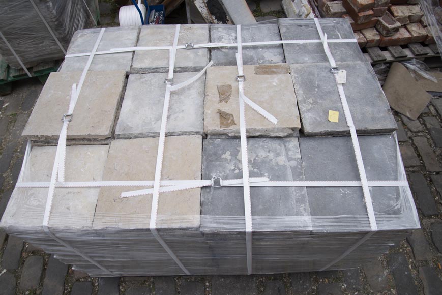 Stone and marble floor composed of two-tone 18th century slabs Stone and marble floor composed of two-tone 18th century slabs-3