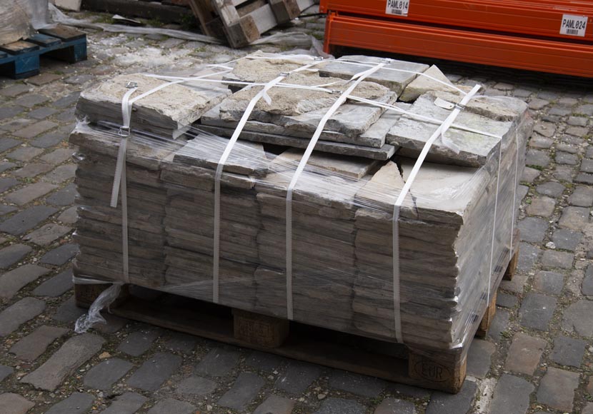 Stone and marble floor composed of two-tone 18th century slabs Stone and marble floor composed of two-tone 18th century slabs-4