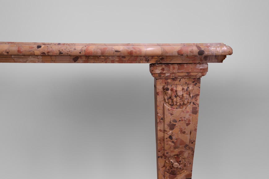 Important Napoleon III antique console in Aleppo breach marble Important Napoleon III antique console in Aleppo breach marble-4