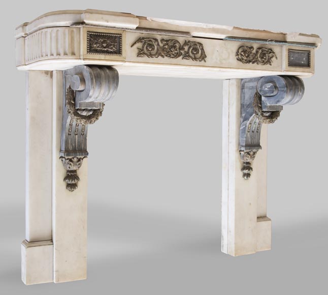 Napoleon III console in statuary and Turquin Blue marbles with bronze decorations Napoleon III console in statuary and Turquin Blue marbles with bronze decorations-3