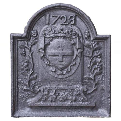 Fireback with La Porte-Mazarin family's coat of arms dated 1728