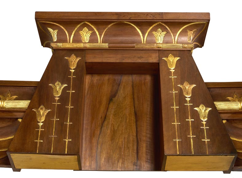 Louis MALARD, Unique “Ramses-Style” Bedroom in Walnut With Gold Leaf Embellishment, 1889 World’s Fair Louis MALARD, Unique “Ramses-Style” Bedroom in Walnut With Gold Leaf Embellishment, 1889 World’s Fair-2
