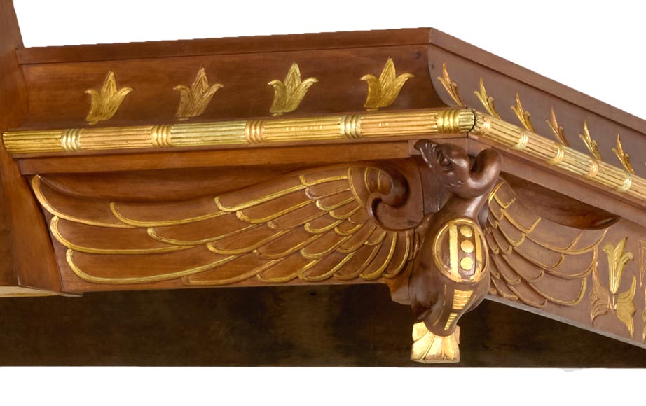 Louis MALARD, Unique “Ramses-Style” Bedroom in Walnut With Gold Leaf Embellishment, 1889 World’s Fair Louis MALARD, Unique “Ramses-Style” Bedroom in Walnut With Gold Leaf Embellishment, 1889 World’s Fair-3