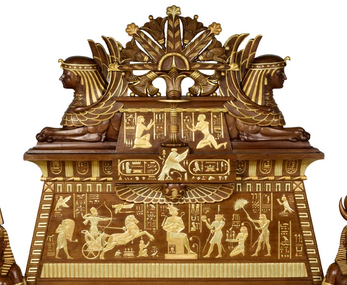 Louis MALARD, Unique “Ramses-Style” Bedroom in Walnut With Gold Leaf Embellishment, 1889 World’s Fair Louis MALARD, Unique “Ramses-Style” Bedroom in Walnut With Gold Leaf Embellishment, 1889 World’s Fair-5