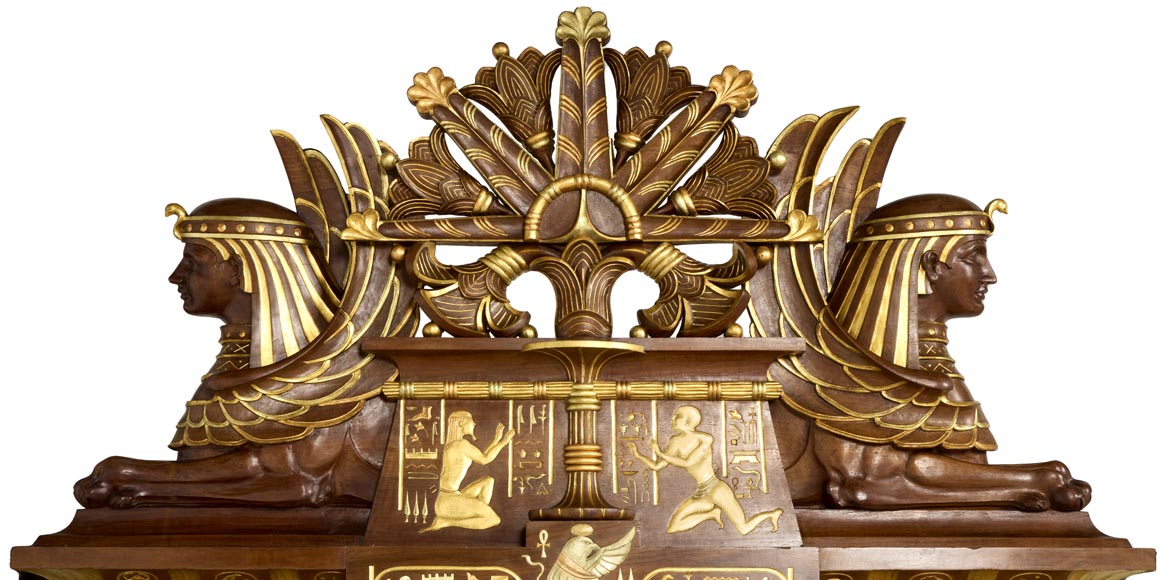 Louis MALARD, Unique “Ramses-Style” Bedroom in Walnut With Gold Leaf Embellishment, 1889 World’s Fair Louis MALARD, Unique “Ramses-Style” Bedroom in Walnut With Gold Leaf Embellishment, 1889 World’s Fair-6