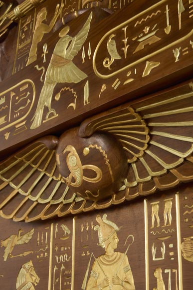 Louis MALARD, Unique “Ramses-Style” Bedroom in Walnut With Gold Leaf Embellishment, 1889 World’s Fair Louis MALARD, Unique “Ramses-Style” Bedroom in Walnut With Gold Leaf Embellishment, 1889 World’s Fair-8