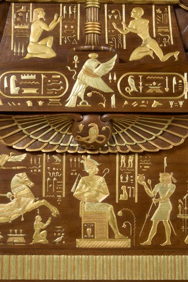 Louis MALARD, Unique “Ramses-Style” Bedroom in Walnut With Gold Leaf Embellishment, 1889 World’s Fair Louis MALARD, Unique “Ramses-Style” Bedroom in Walnut With Gold Leaf Embellishment, 1889 World’s Fair-9