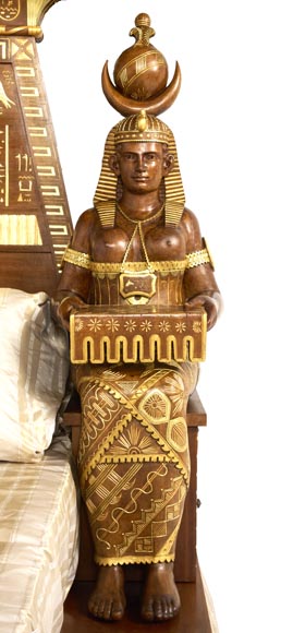 Louis MALARD, Unique “Ramses-Style” Bedroom in Walnut With Gold Leaf Embellishment, 1889 World’s Fair Louis MALARD, Unique “Ramses-Style” Bedroom in Walnut With Gold Leaf Embellishment, 1889 World’s Fair-11