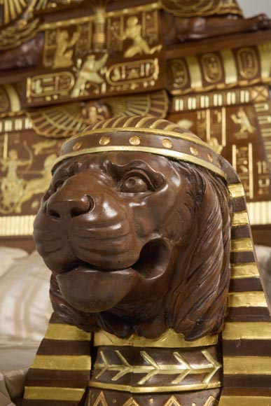 Louis MALARD, Unique “Ramses-Style” Bedroom in Walnut With Gold Leaf Embellishment, 1889 World’s Fair Louis MALARD, Unique “Ramses-Style” Bedroom in Walnut With Gold Leaf Embellishment, 1889 World’s Fair-17