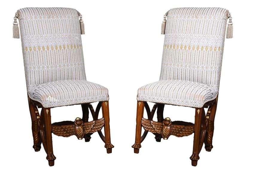 Louis MALARD, Unique “Ramses-Style” Bedroom in Walnut With Gold Leaf Embellishment, 1889 World’s Fair Louis MALARD, Unique “Ramses-Style” Bedroom in Walnut With Gold Leaf Embellishment, 1889 World’s Fair-20