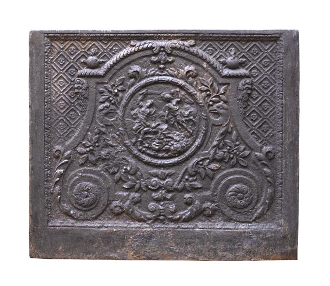 An antique fireback representing the Sacrifice of Isaac-0