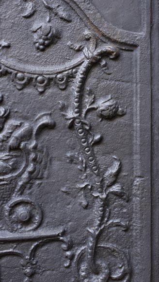 Modern fireback with Chinese-style decoration illustrating  Modern fireback with Chinese-style decoration illustrating