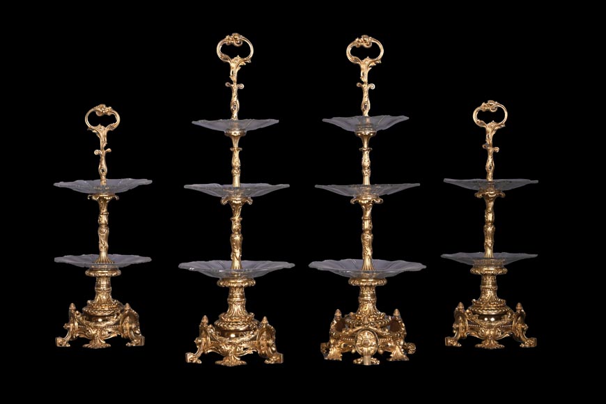 Napoleon III Style Gilt Bronze and Cut Crystal Centrepiece, circa 1850 Napoleon III Style Gilt Bronze and Cut Crystal Centrepiece, circa 1850-1