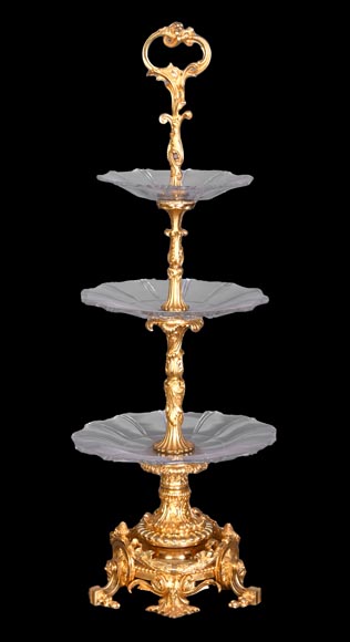 Napoleon III Style Gilt Bronze and Cut Crystal Centrepiece, circa 1850 Napoleon III Style Gilt Bronze and Cut Crystal Centrepiece, circa 1850-2
