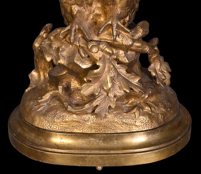 France, Gilt bronze owl clock, late 19th century France, Gilt bronze owl clock, late 19th century-3