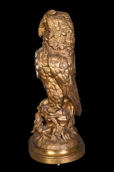 France, Gilt bronze owl clock, late 19th century France, Gilt bronze owl clock, late 19th century-5