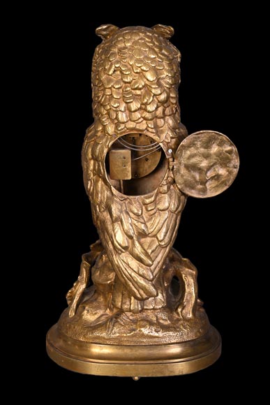 France, Gilt bronze owl clock, late 19th century France, Gilt bronze owl clock, late 19th century-6