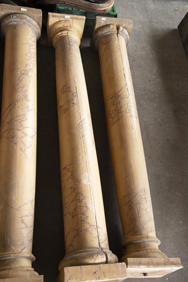 Set of wooden columns painted in imitation marble Set of wooden columns painted in imitation marble-1