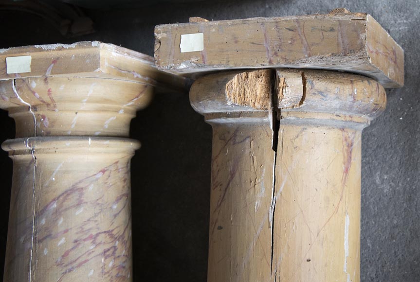 Set of wooden columns painted in imitation marble Set of wooden columns painted in imitation marble-4
