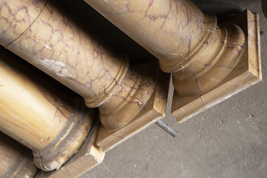 Set of wooden columns painted in imitation marble Set of wooden columns painted in imitation marble-7