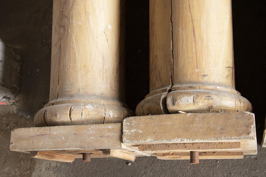 Set of wooden columns painted in imitation marble Set of wooden columns painted in imitation marble-9