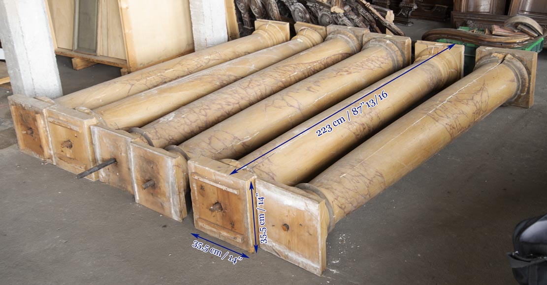 Set of wooden columns painted in imitation marble Set of wooden columns painted in imitation marble-10