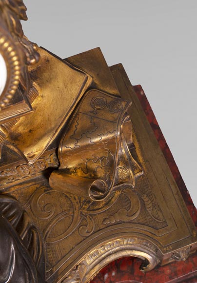 Maison Denière - Patinated and gilded bronze clock symbolizing Uranie Maison Denière - Patinated and gilded bronze clock symbolizing Uranie-7