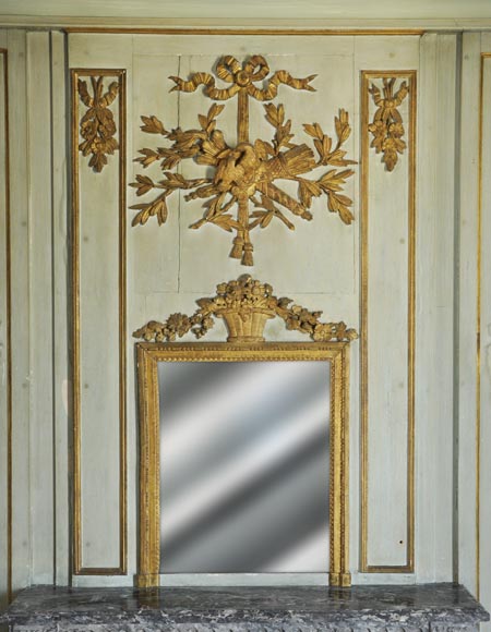 Louis XVI style paneled room comprising a Louis XVI period mantel and its trumeau Louis XVI style paneled room comprising a Louis XVI period mantel and its trumeau-5