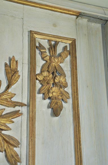 Louis XVI style paneled room comprising a Louis XVI period mantel and its trumeau Louis XVI style paneled room comprising a Louis XVI period mantel and its trumeau-9