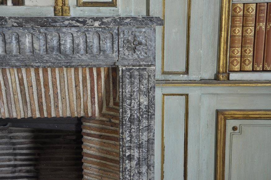 Louis XVI style paneled room comprising a Louis XVI period mantel and its trumeau Louis XVI style paneled room comprising a Louis XVI period mantel and its trumeau-19