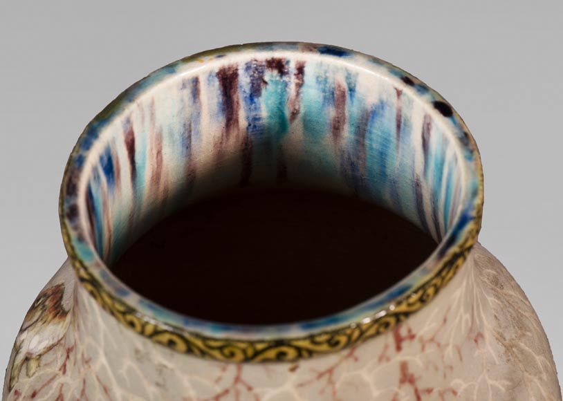 Edmond LACHENAL (1855-1930) - Glazed ceramic ovoid vase with carp decoration Edmond LACHENAL (1855-1930) - Glazed ceramic ovoid vase with carp decoration-10