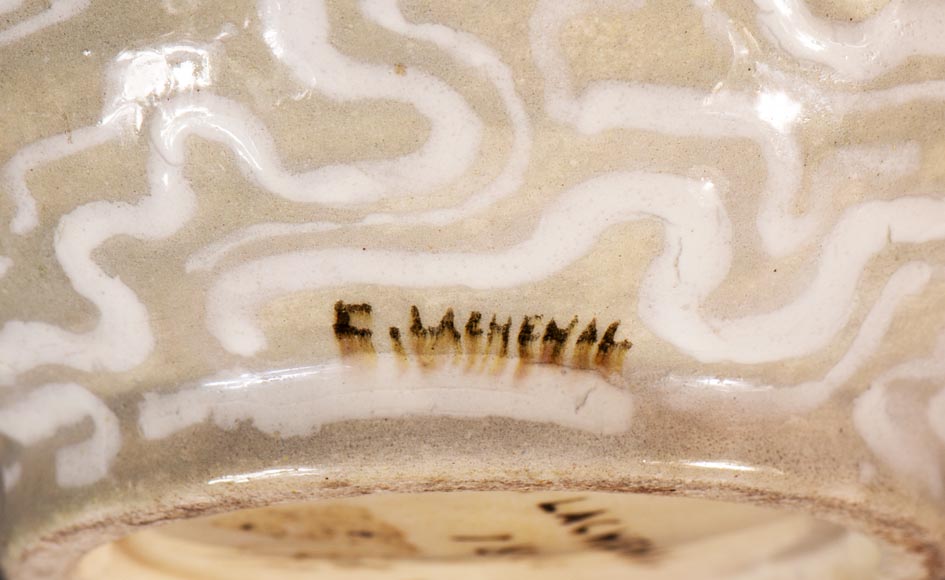 Edmond LACHENAL (1855-1930) - Glazed ceramic ovoid vase with carp decoration Edmond LACHENAL (1855-1930) - Glazed ceramic ovoid vase with carp decoration-11