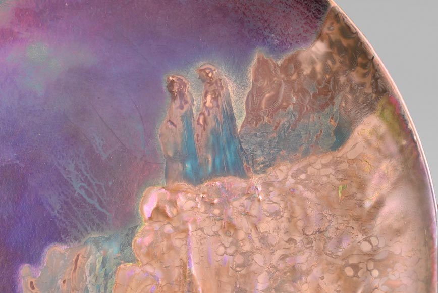 Clément MASSIER, Allegory of Dante, glazed ceramic dish with iridescent glaze Clément MASSIER, Allegory of Dante, glazed ceramic dish with iridescent glaze-1