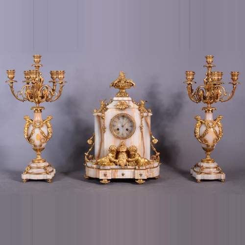 Napoleon III set clock in gilt bronze and onyx, circa 1860