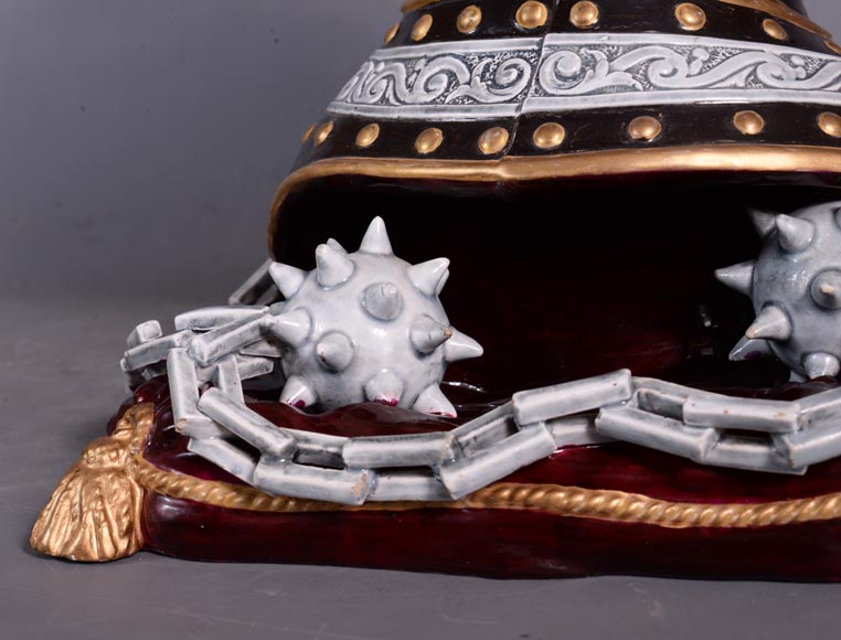 Helm clock in enameled ceramic, end of the 19th century Helm clock in enameled ceramic, end of the 19th century-8