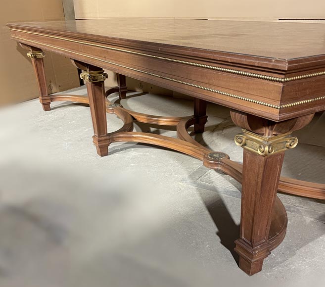 Large Louis XVI style table with bronze and veneer decoration Large Louis XVI style table with bronze and veneer decoration-2