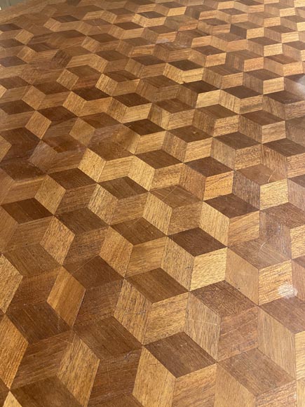 Large Louis XVI style table with bronze and veneer decoration Large Louis XVI style table with bronze and veneer decoration-4