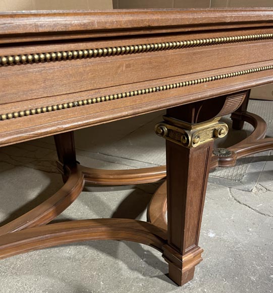 Large Louis XVI style table with bronze and veneer decoration Large Louis XVI style table with bronze and veneer decoration-8