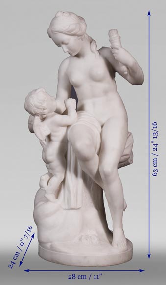 Etienne Maurice FALCONET (from) - Venus removing Cupid's quiver, in Carrara marble Etienne Maurice FALCONET (from) - Venus removing Cupid's quiver, in Carrara marble-11