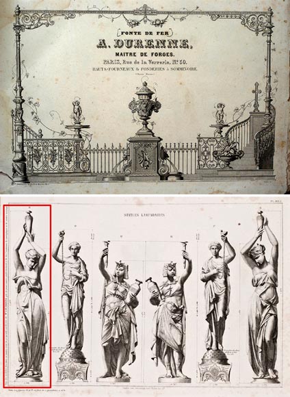 Woman with amphora, cast iron statue with bronze patina by the Durenne foundry, 19th century Woman with amphora, cast iron statue with bronze patina by the Durenne foundry, 19th century-9