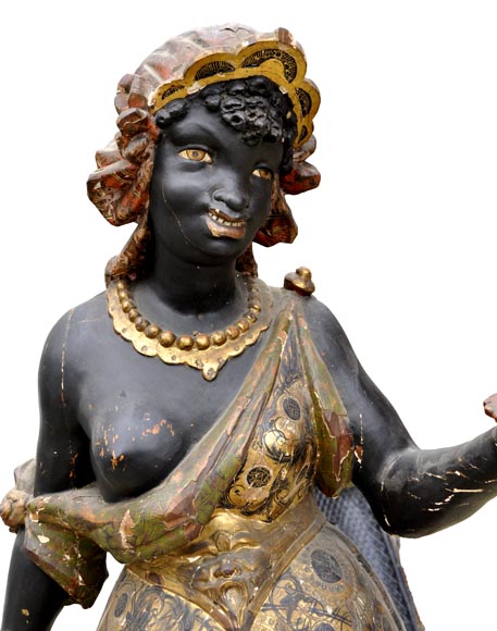 Polychrome carved and gilded wood Nubian torch-holder Polychrome carved and gilded wood Nubian torch-holder-4