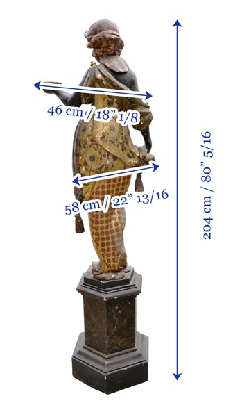 Polychrome carved and gilded wood Nubian torch-holder Polychrome carved and gilded wood Nubian torch-holder-6