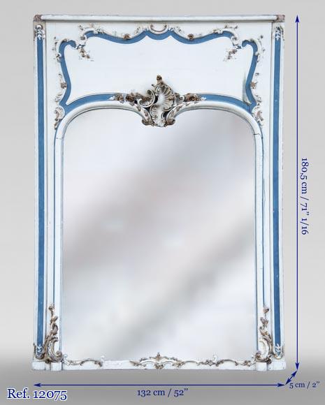 Antique Louis XV style trumeau with a pediment decorated with a beautiful shell Antique Louis XV style trumeau with a pediment decorated with a beautiful shell-7