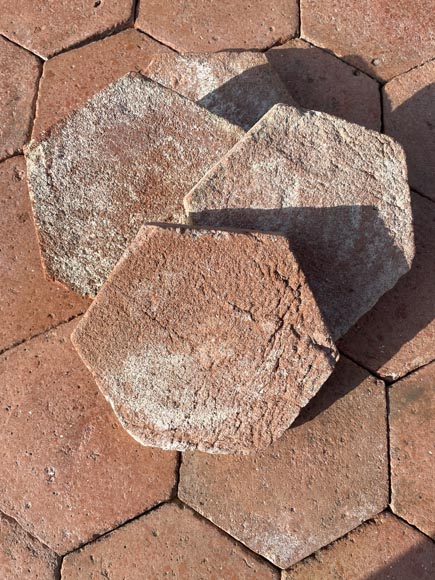 Important lot of 24.5 m² of antique hexagonal terracotta tiles, 19th century Important lot of 24.5 m² of antique hexagonal terracotta tiles, 19th century-2
